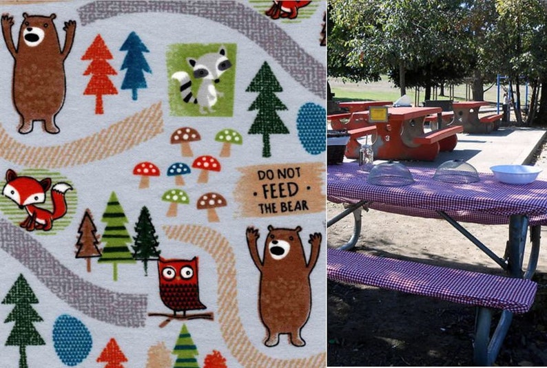 Custom Stay Put Fitted 3 Piece Set Tablecloth And Bench Etsy