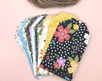Floral gift tags with String, Variety gift tags, Bulk gift tags, Flower gift tags, Gift tag assortment, 3.35" x 2" - Set of 20 or 80