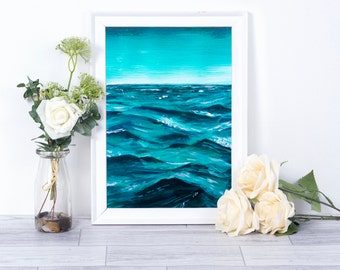Ocean Waves Print, Ocean Waves Wall Art, Sea Printable Art, Home Decor, Digital Download, Choose Size