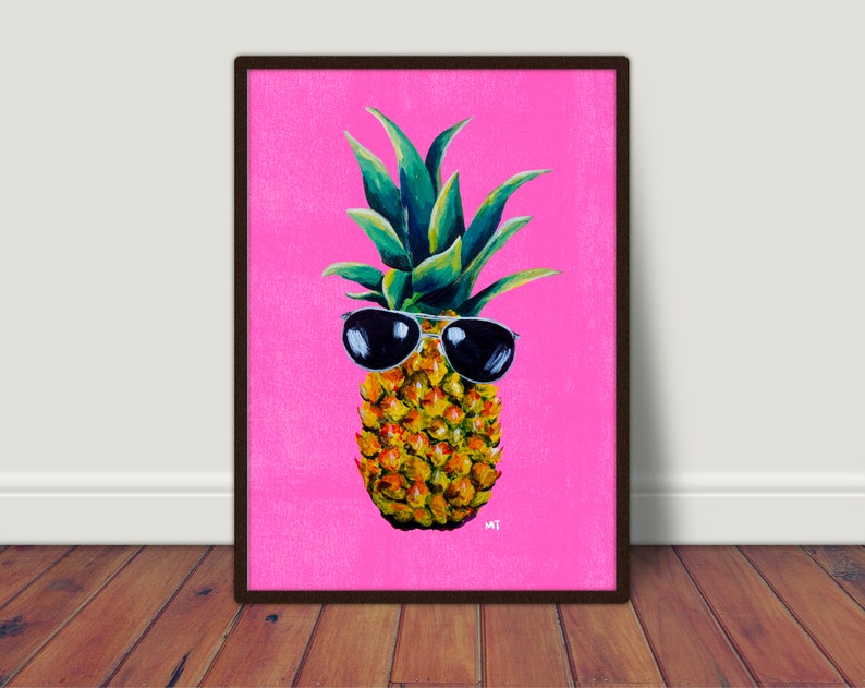 Pineapple Print, Pineapple With Sunglasses, Fruit Wall Art, Tropical Pineapple Printable Art, Home Decor, Digital Download, Choose Size image 7