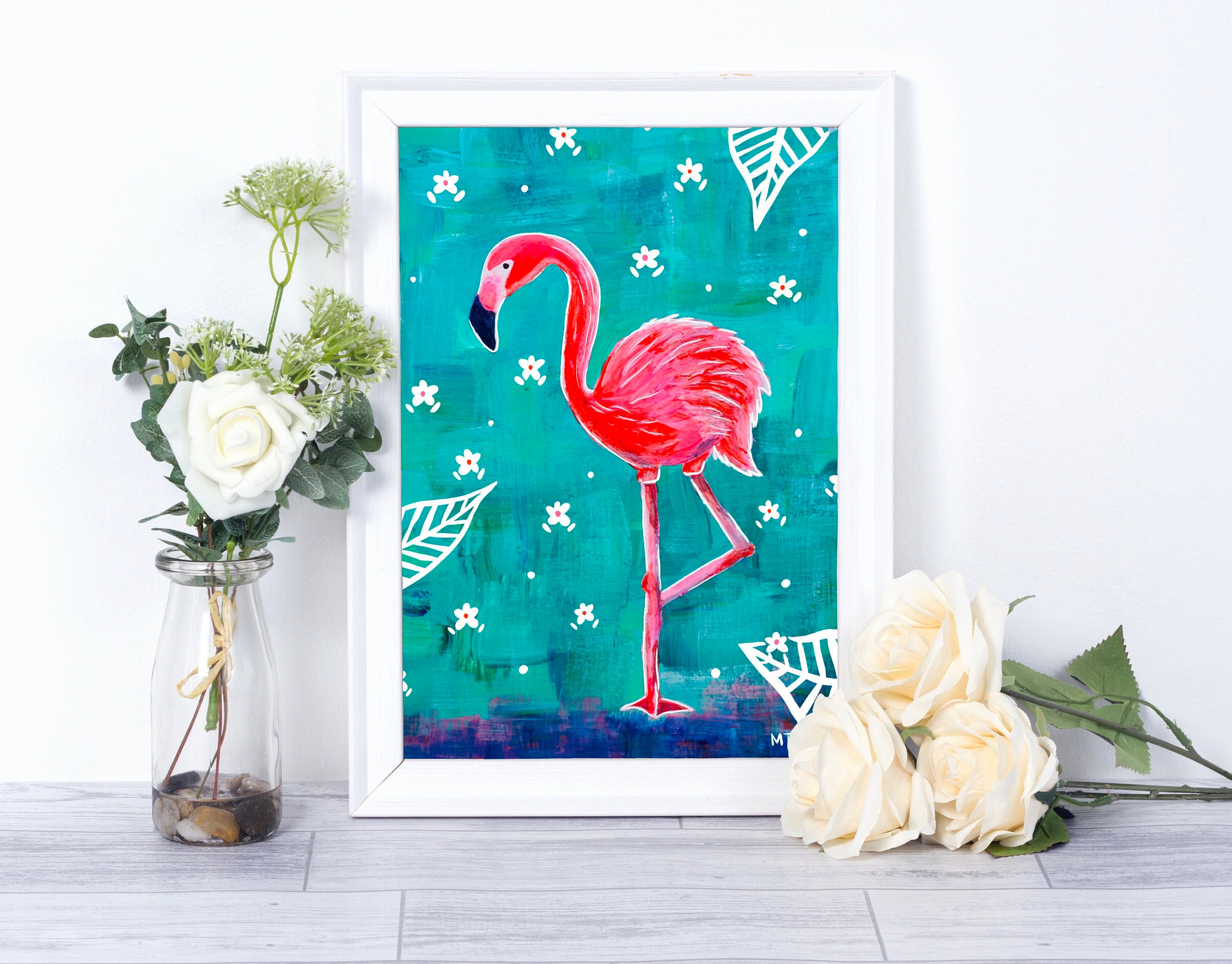 Flamingo Art Print Flamingo Wall Art Pink Flamingo Art Etsy España
