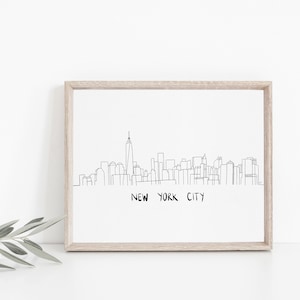 New York City Art Print, New York City Skyline, NYC Wall Art, New York City Printable Art, NYC Line Art, Digital Download, Choose Size