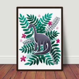Dinosaur Art Print, Dinosaur Nursery Wall Art, Baby Dinosaur Printable Art, Brontosaurus Art, Home Decor, Digital Download, Choose Size