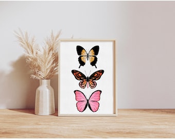 Watercolor Butterfly Art Print, Vibrant Insect Wall Decor (Digital Download)