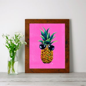Pineapple Print, Pineapple With Sunglasses, Fruit Wall Art, Tropical Pineapple Printable Art, Home Decor, Digital Download, Choose Size image 6