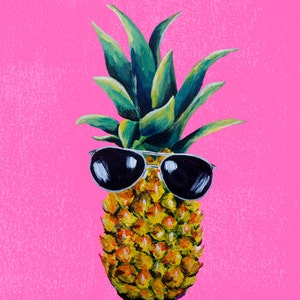 Pineapple Print, Pineapple With Sunglasses, Fruit Wall Art, Tropical Pineapple Printable Art, Home Decor, Digital Download, Choose Size image 8