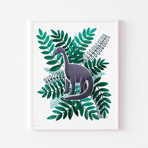 Dinosaur Art Print, Dinosaur Nursery Wall Art, Baby Dinosaur Printable Art, Brontosaurus art, Home Decor, Digital Download, Choose Size