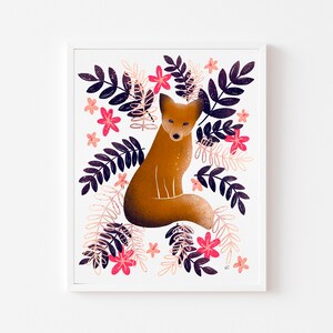 Fox Art Print, Woodland Creatures Wall Art, Fox Painting, Modern Home Decor, PHYSICAL ART PRINT
