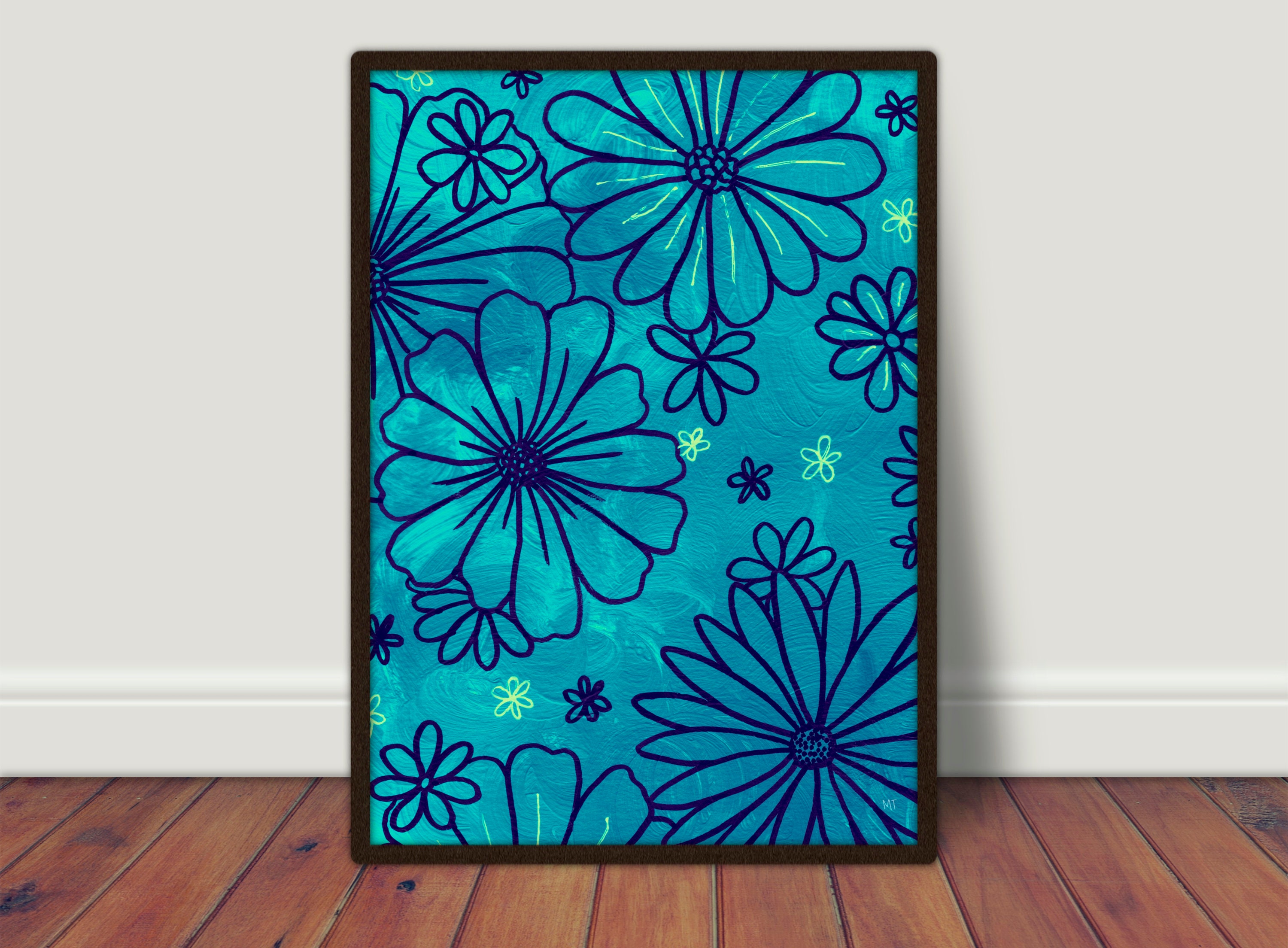 Blue Flowers Art Print Blue Flowers Wall Art Acrylic Flowers Etsy UK