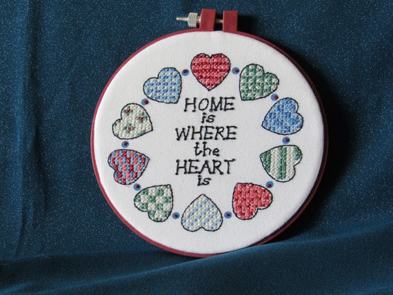 Cross Stitch Home Is Where The Heart Is Etsy
