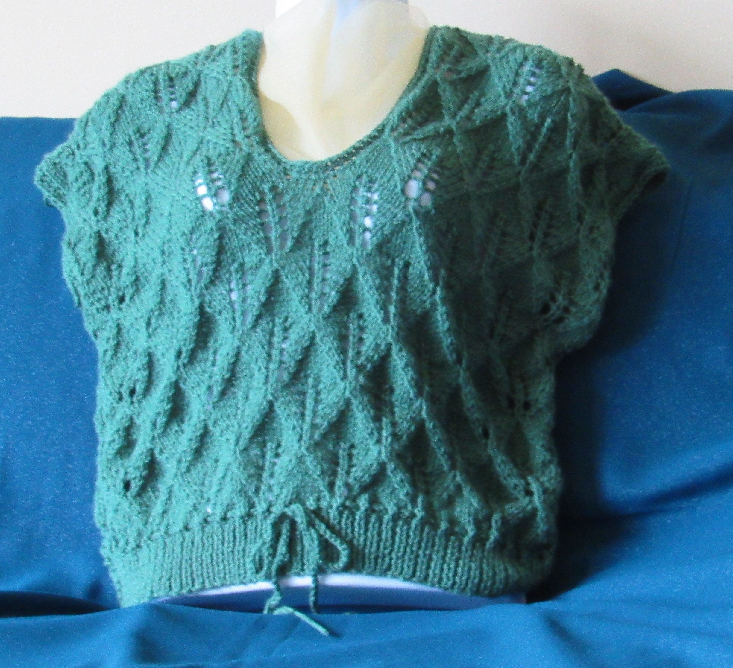 Hand Knit Green Vest Etsy