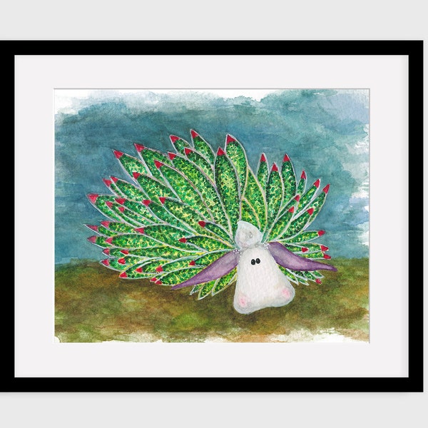 Sheep Leaf Nudibranch Giclée Print of Watercolor painting Sea Slug, Nudi, Nudibranchs, scuba diver gift, marine art, sea creature, ocean art