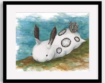 Sea Bunny Nudibranch Giclée Print of Watercolor painting (Sea Slug, Nudi, Nudibranchs, scuba diver gift, marine art, sea creature, ocean art