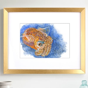 Cuttlefish Giclée print of watercolor painting (cephalopod, cuttlefish wall art, sea creature, marine art, ocean art, underwater, sea life)