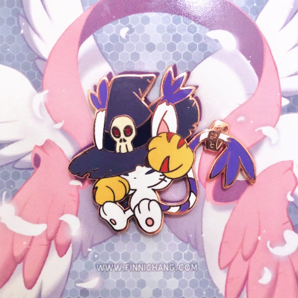 Magical Gatomon Enamel Pin with Wizardmon Hat witch cat