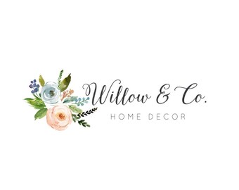 Logo féminin, Logo Floral, fleurs Logo, Logo Premade, Blog en-tête, Logo de calligraphie, Home Decor Logo, Logo d’entreprise, Premade, no 45
