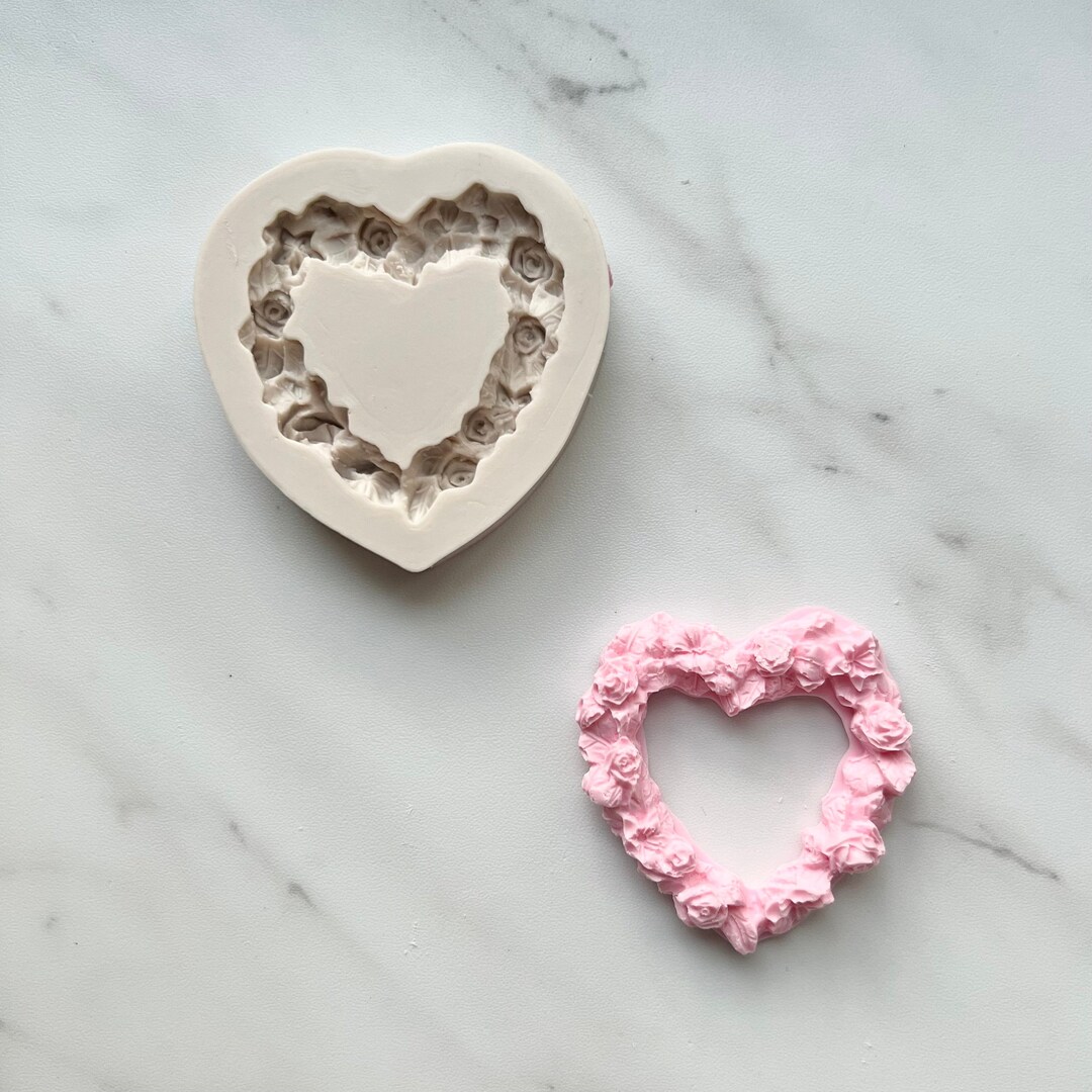 ROSE AND FLORAL Heart Frame Mold - Etsy