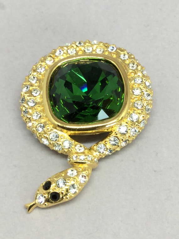 Vintage Joan Rivers Emerald Green and White Rhines