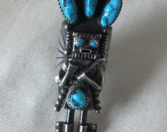 Großer Vintage Kachina Vintage Ring aus Sterling und Türkis Zuni Doris signiert