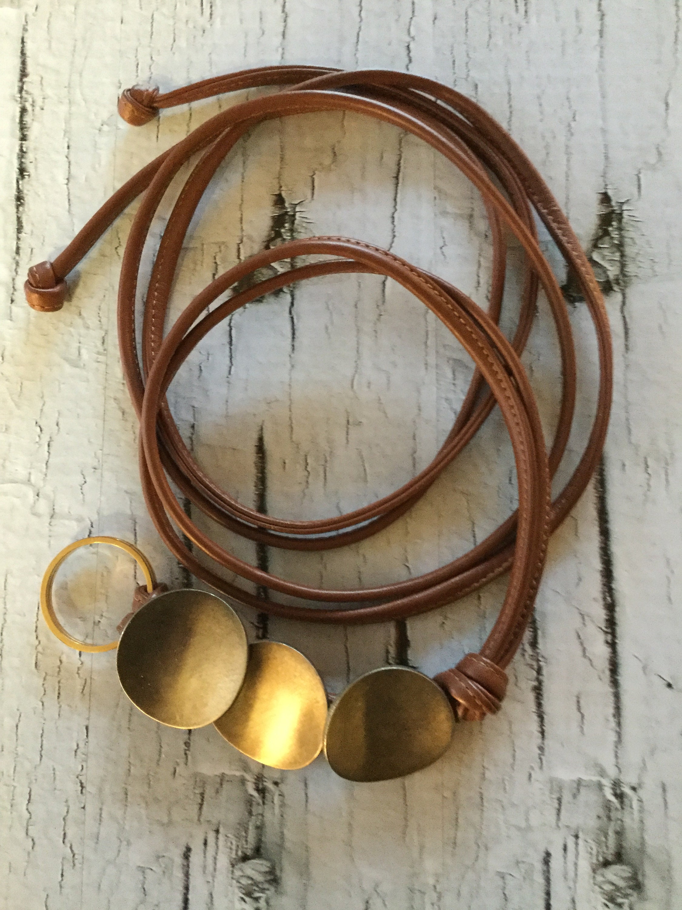 Vintage Mid Century Modernist Sterling und Ledergürtel