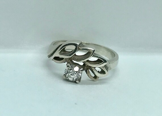 Soviet vintage silver ring with cubic zirconia - image 4