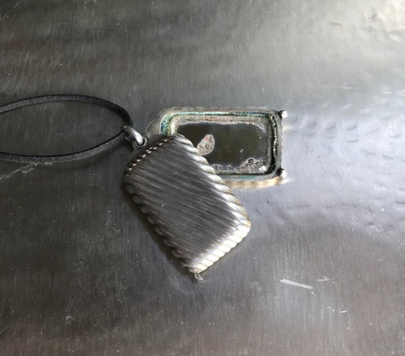 French silver compact mirror