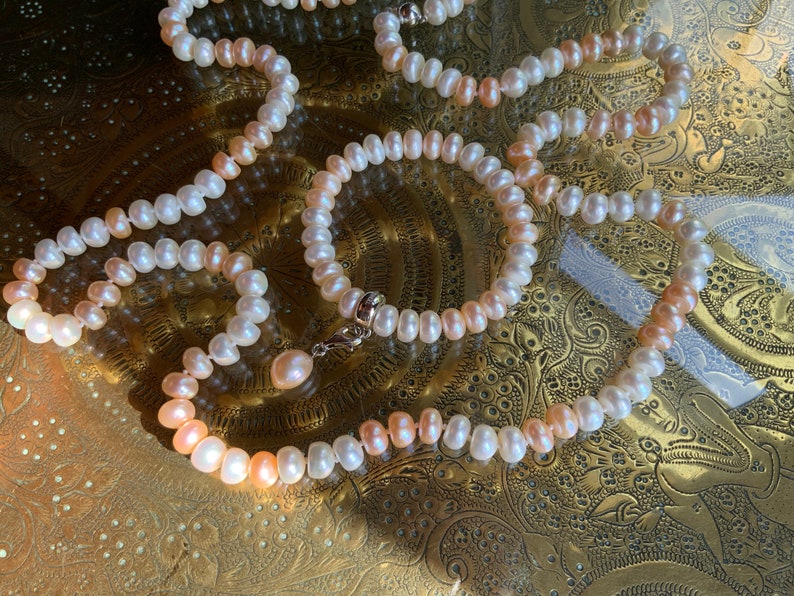 Jersey pearls with silver clasps