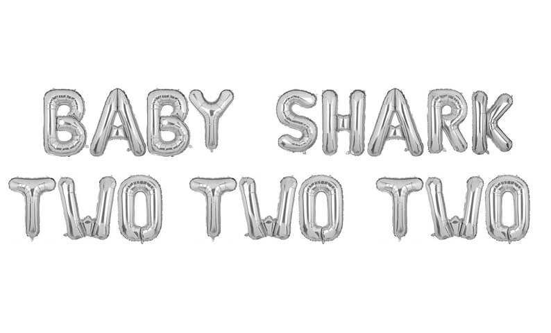 Baby Shark Two Two Two balloon Baby Shark banner, Two year old balloon, Second birthday party, Baby Shark Party Decoration image 5