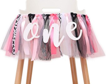 Pink Cow High Chair Banner, Holy Cow I'm One Birthday Decorations