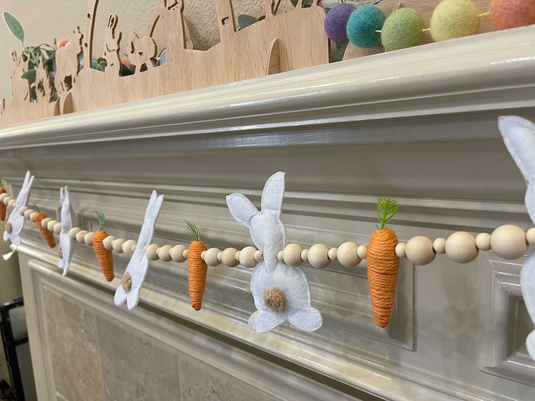 Handmade Easter Bunny Carrot Garland, Holiday Fireplace Decor - Etsy