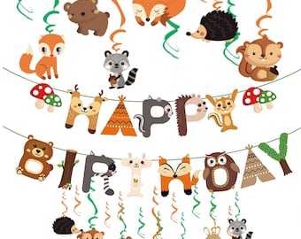 Woodland Party, Forest Animal, Woodland Birthday, Woodland Party Decor, Woodland Birthday Banner, Woodland Baby Shower