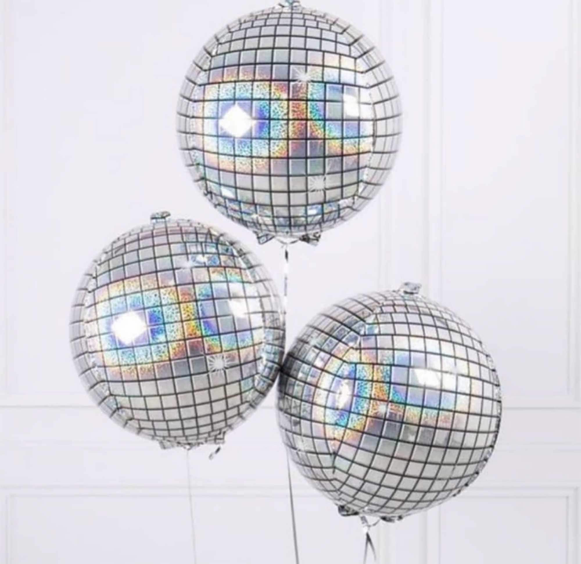 6-Pack Iridescent Disco Ball Balloons - 22 Inch Shiny Foil Balloons For Parties