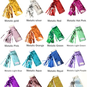 May include: A collection of metallic color tassels in various shades, including gold, silver, red, pink, orange, green, blue, and purple. Each tassel is labeled with its corresponding color name. The text "Metallic Color Tassel" is at the top.