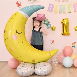 Baby Shower Party Balloon, Moon Themed Baby Shower, Moon and Star Balloons, Twinkle Twinkle Little Star Party Decoration, Moon Party