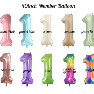 Giant Number Balloon, Foil Number Balloon, Number 1 Balloon, First Birthday Party Balloons, Rainbow Number