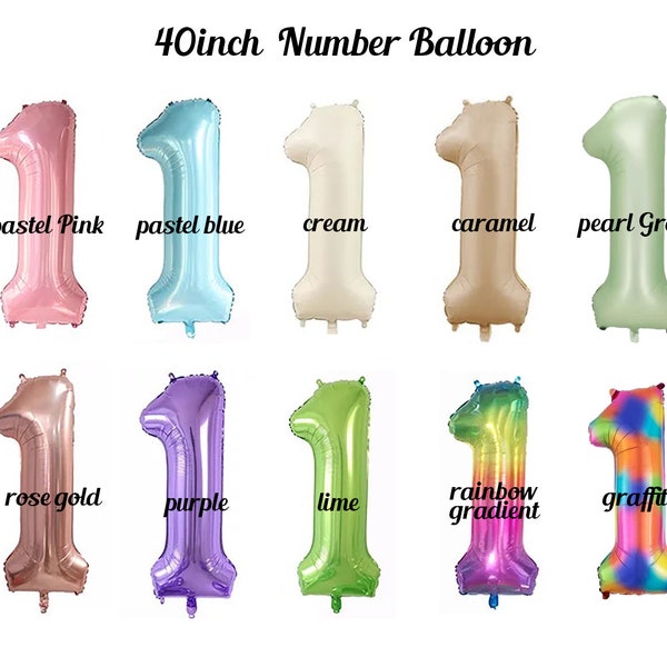 Giant Number Balloon, Foil Number Balloon, Number 1 Balloon, First Birthday Party Balloons, Rainbow Number