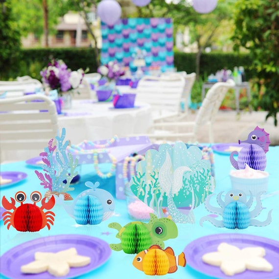 Distaratie Under The Sea Party Decorations Sea Animal Honeycomb Centerpiece Mermaid Birthday Party Supplies for Beach Baby Shower Wedding Pool Party