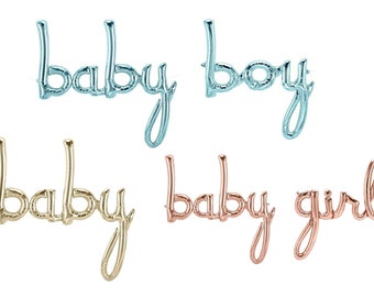 BOY or GIRL Baby Shower Decorations - Baby Boy Balloon, Baby Girl Balloon, Baby Script Foil Balloon, Baby Decorations, Announcement Balloon