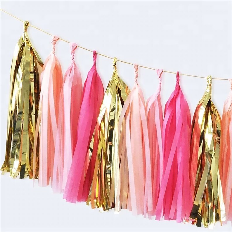 Pink Gold Tassel Garland Princess Party 1st Birthday Baby Etsy