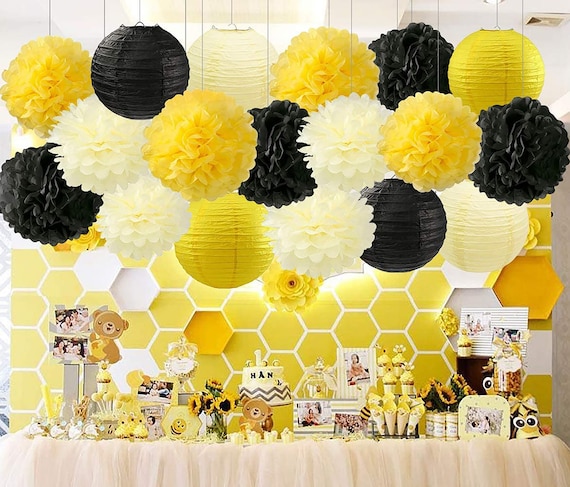 Black Yellow Bee Party Decoration Yellow and Black Paper