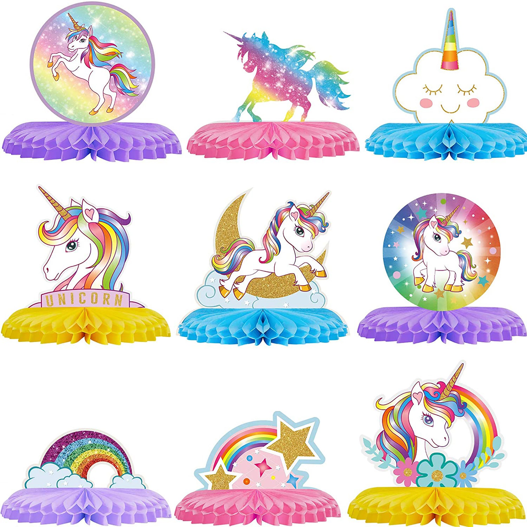 thinkstar 9Pcs Unicorn Party Decorations, Rainbow Unicorn