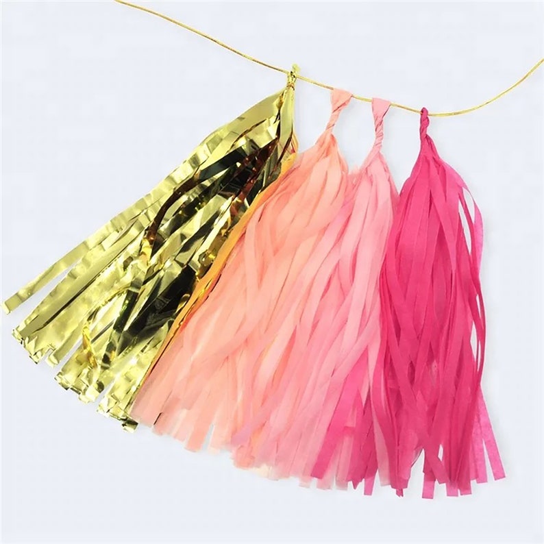 Pink Gold Tassel Garland Princess Party 1st Birthday Baby Etsy