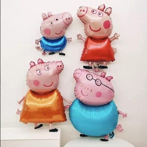Peppa Pig Balloons, Peppa Pig Birthday Decoration, Peppa Pig Birthday Party Supplies, Peppa Pig Party Theme, Non Helium .