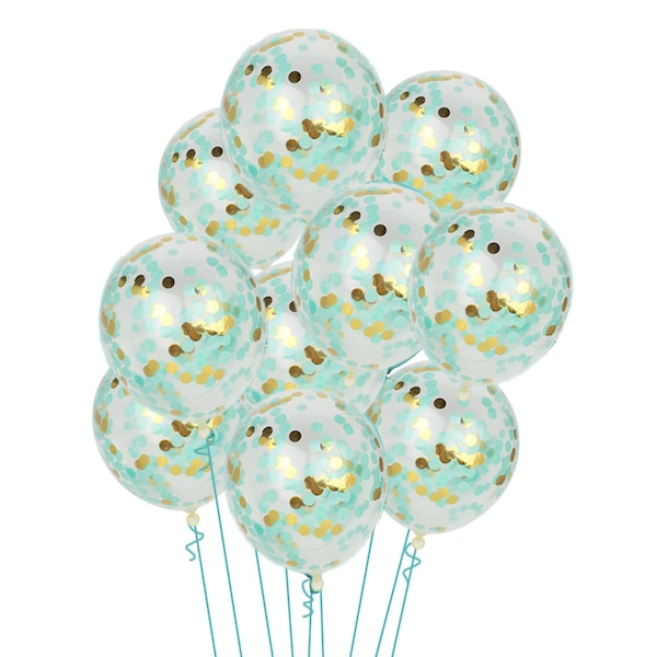 MINT GREEN CONFETTI Balloon-Mint and Gold Confetti Balloons Bouquet, Baby Shower Balloons, Mint green Balloons, Boy's Birthday Balloons
