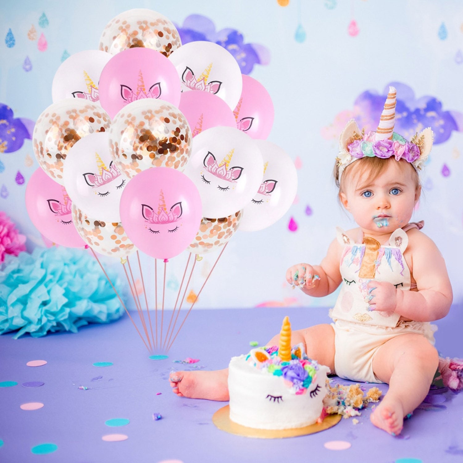 Rainbow Unicorn Birthday Supplies Set Unicorn Balloons S Plates Napkin