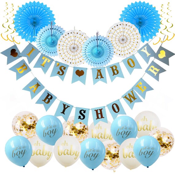 Boy S Baby Shower Decorations Set It S A Boy Banner Etsy