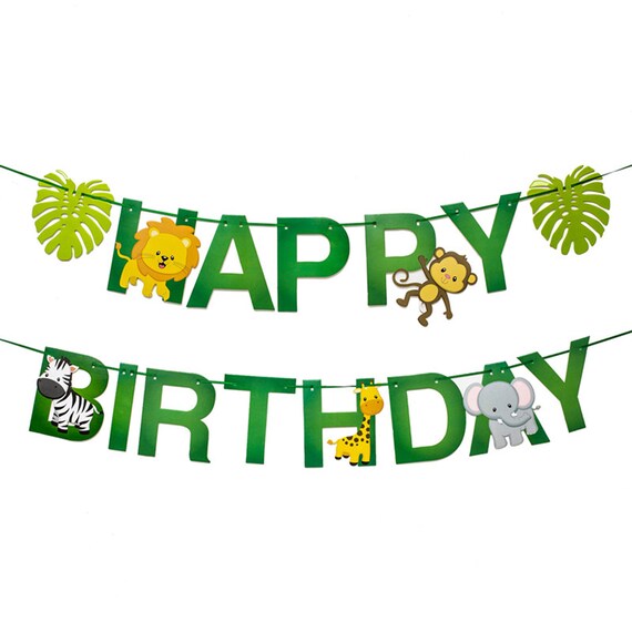 Happy Birthday Jungle Safari Animal Party Supplies Animal Etsy