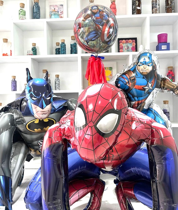 Les 3 super-héros, ballon Spider-Man, marcheur aérien en ballon
