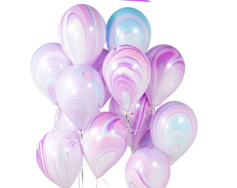 Purple Balloons, Unicorn Balloons, Unicorn Party, Purple Marble Balloon, Agate Latex Balloons, Girls Birthday Balloons, Purple Pink Balloons