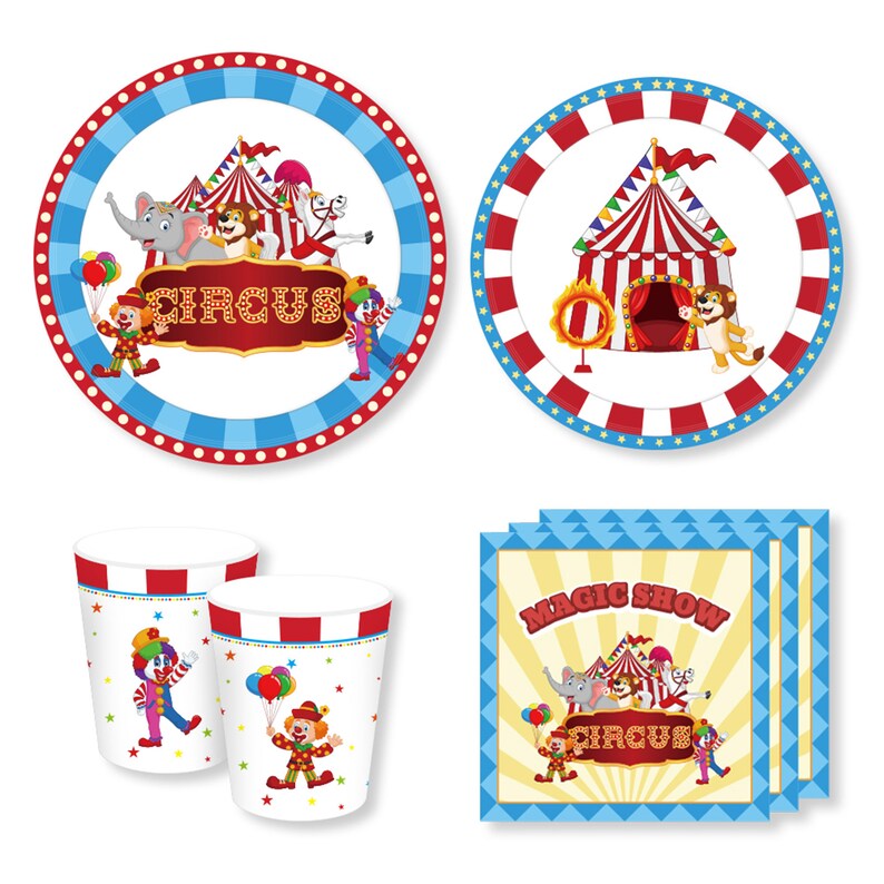 Animal Birthday Theme Carnival Party Supplies Carnival Circus Party Tableware Set Circus Animal Birthday Kids Birthday Party Clown
